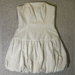 Lilly Pulitzer 100% Cotton White Eyelet Strapless Dress Bubble Hem Size 2